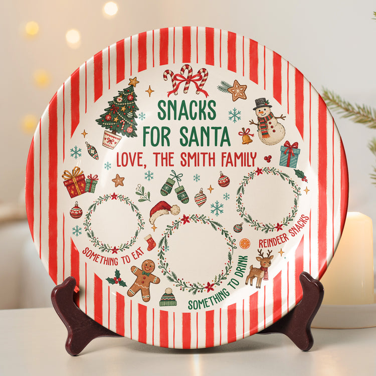 Santa Cookie Holiday Christmas Plate For Family - Personalized Ceramic Plate 2
