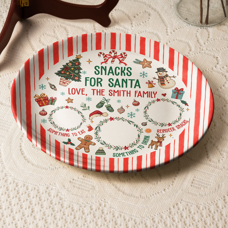 Santa Cookie Holiday Christmas Plate For Family - Personalized Ceramic Plate 5