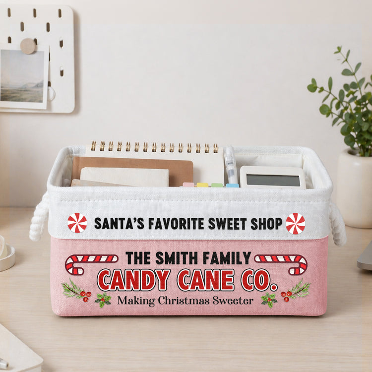 Santa'S Treat Company Co Family Christmas Design - Personalized Storage Basket 3