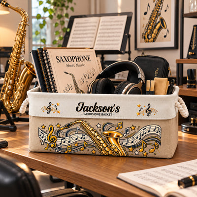 Saxophone Musician Gift Sax Player For Band Student, Music Teacher, Saxophone Player - Personalized Storage Basket