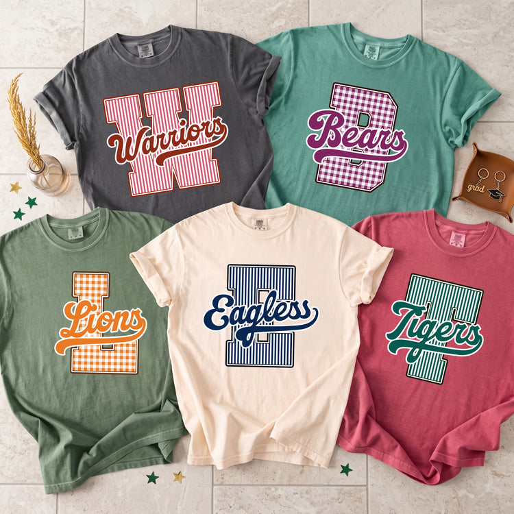 School Inital Gingham Pattern - Personalized Shirt 1