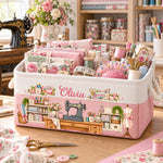 Sewing Basket, Craft Basket Custom Sewing Machine & Birth Flower - Personalized Storage Basket 1