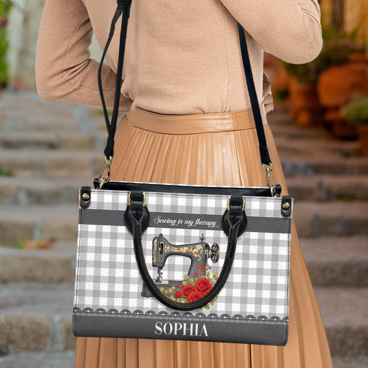 Sewing Is My Therapy Gift For Sewing Lovers, Tailors - Personalized Leather Bag 6