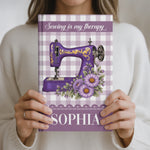 Sewing Journal, Custom Sewing Machine & Birth Flowers Gift For Sewing Lover , Tailors - Personalized Journal 1