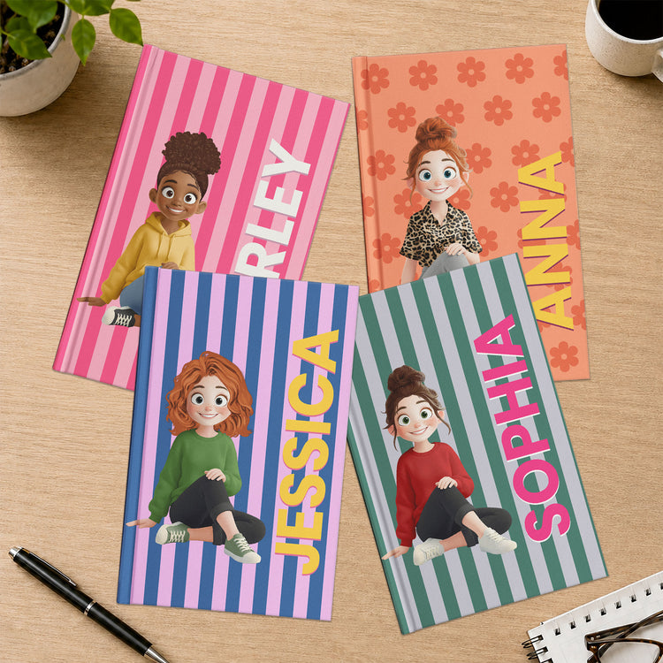 Shadow Text Style With Cute Cartoon Gift For Her Daughter Wife Girlfriend - Personalized Journal 1