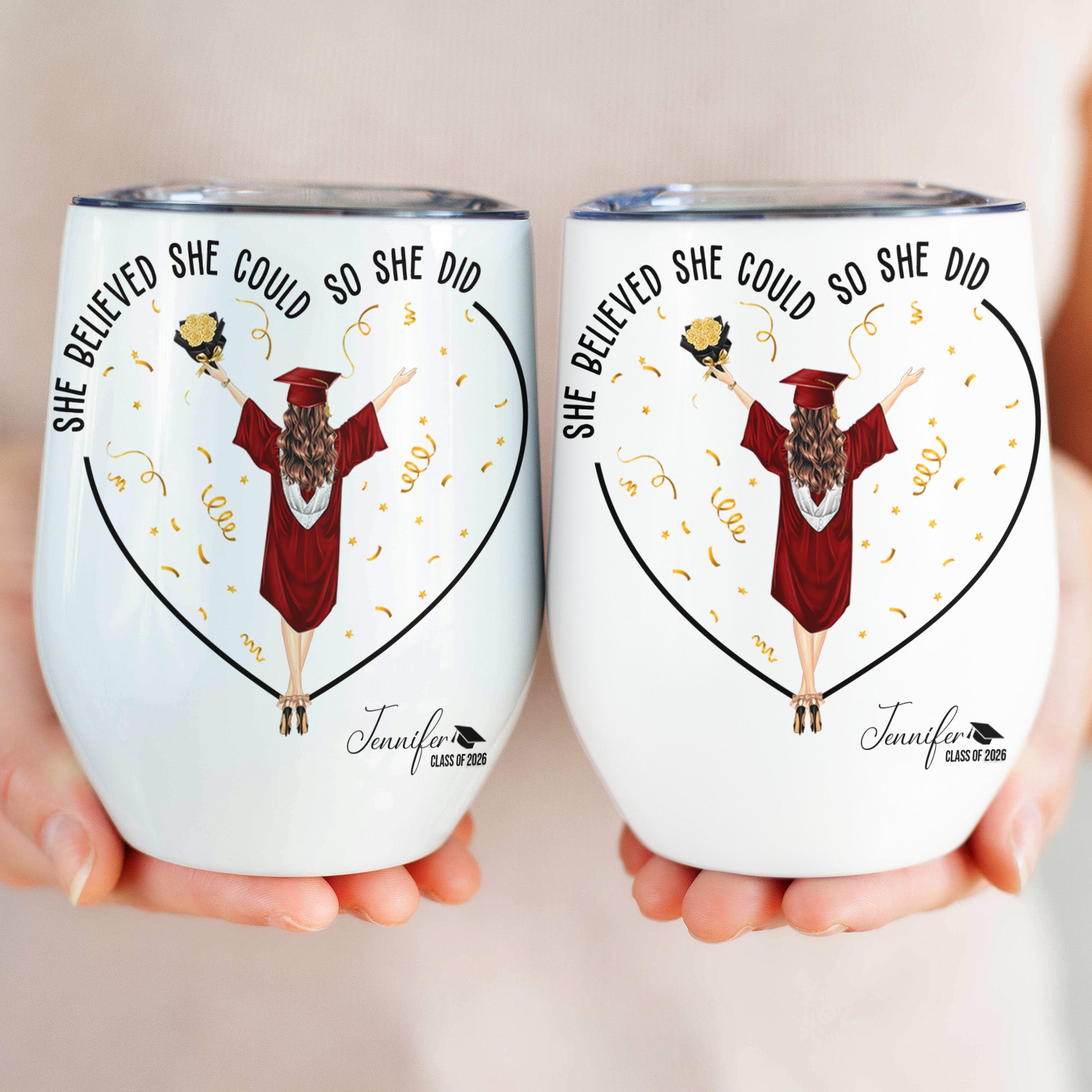 She Believed She Could So She Did - Personalized Wine Tumbler
