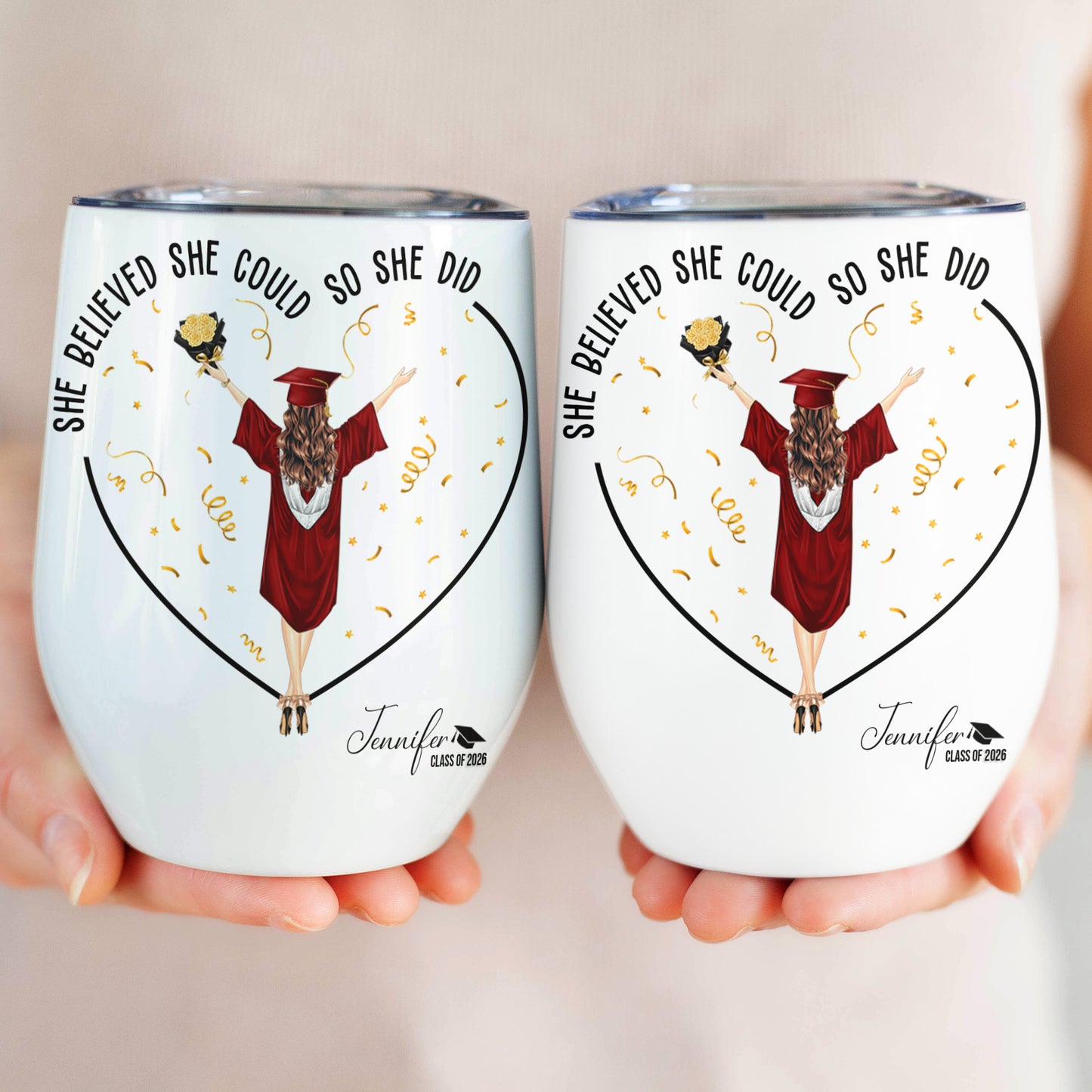 She Believed She Could So She Did - Personalized Wine Tumbler