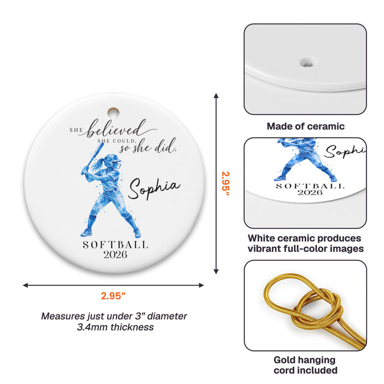 She Belived She Could So She Did Gift For Sport Lovers - Personalized Ornament 4