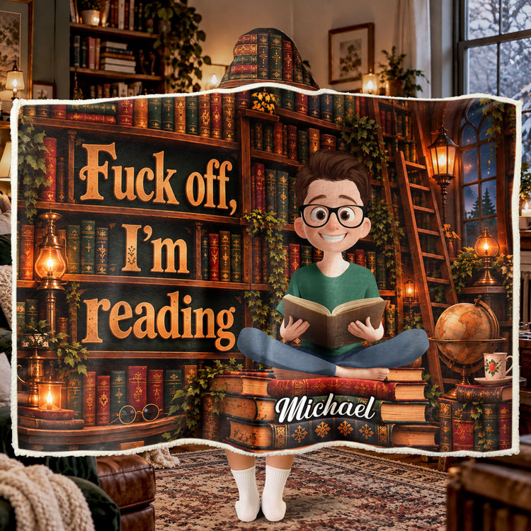 Shhh... I'm Reading - Funny Blanket For Book Lovers - Personalized Blanket 3