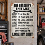 Sht List - Funny Sign For Men Cave, Women Cave - Gift For Mom, Dad - Personalized Metal Sign 1