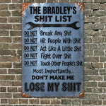 Sht List - Funny Sign For Men Cave, Women Cave - Gift For Mom, Dad - Personalized Metal Sign 3