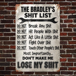 Sht List - Funny Sign For Men Cave, Women Cave - Gift For Mom, Dad - Personalized Metal Sign 4