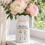 Sisters Are Different Flowers From The Same Garden Custom Name & Birth Flowers - Personalized Vase 2