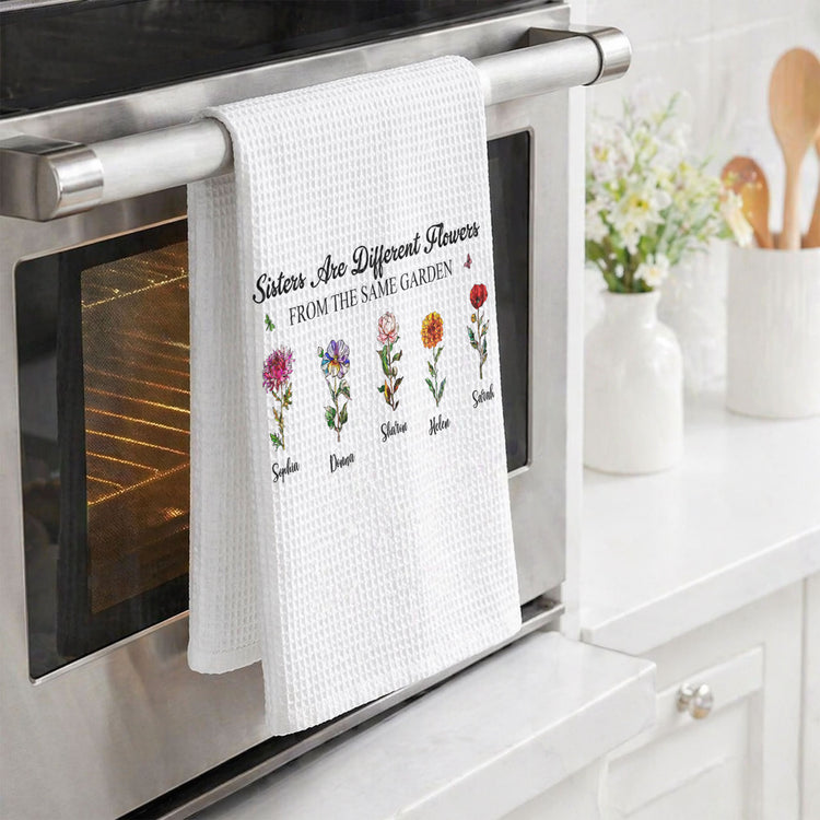 Sisters Are Different Flowers Gift For Her - Personalized Kitchen Towel 4