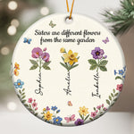 Sisters Are Different Flowers Patchwork Birth Flower Print - Personalized Ornament 1