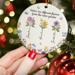Sisters Are Different Flowers Patchwork Birth Flower Print - Personalized Ornament 2