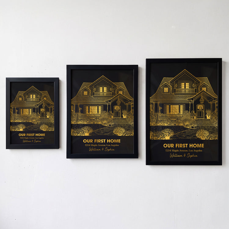 Sketch Line Art Home Sweet Home Foil Printed Wall Art - Personalized Poster 4