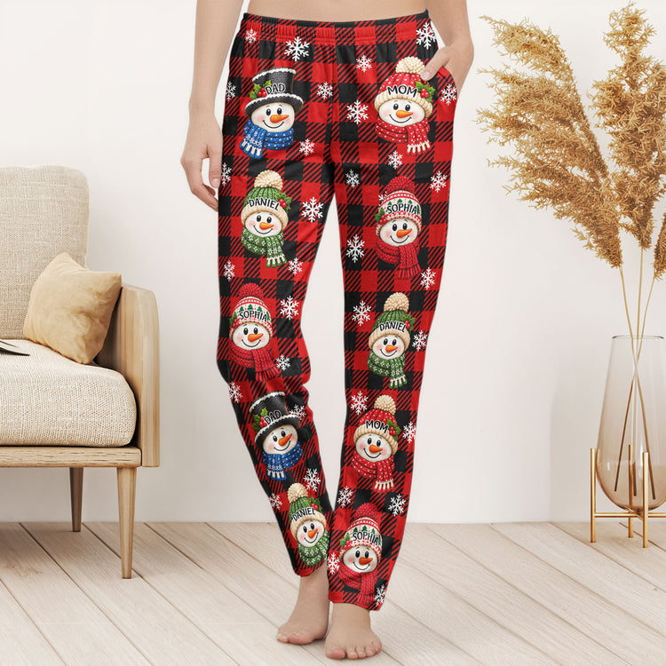 Snowman Christmas Pattern Gift For Family, Sibbings, Friends And Coworkers - Personalized Lounge Pants 3