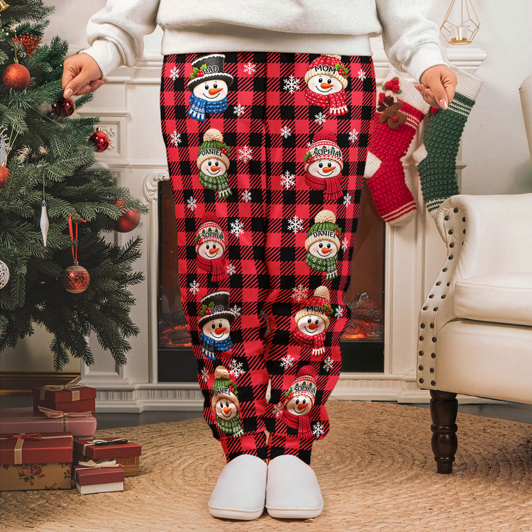 Snowman Christmas Pattern Gift For Family, Sibbings, Friends And Coworkers - Personalized Lounge Pants 5