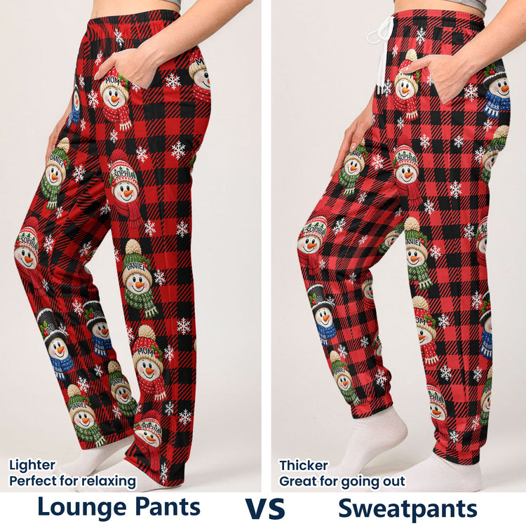 Snowman Christmas Pattern Gift For Family, Sibbings, Friends And Coworkers - Personalized Lounge Pants 6