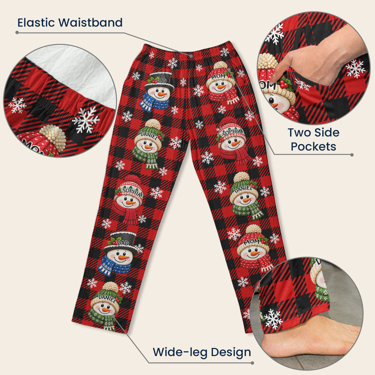 Snowman Christmas Pattern Gift For Family, Sibbings, Friends And Coworkers - Personalized Lounge Pants 7