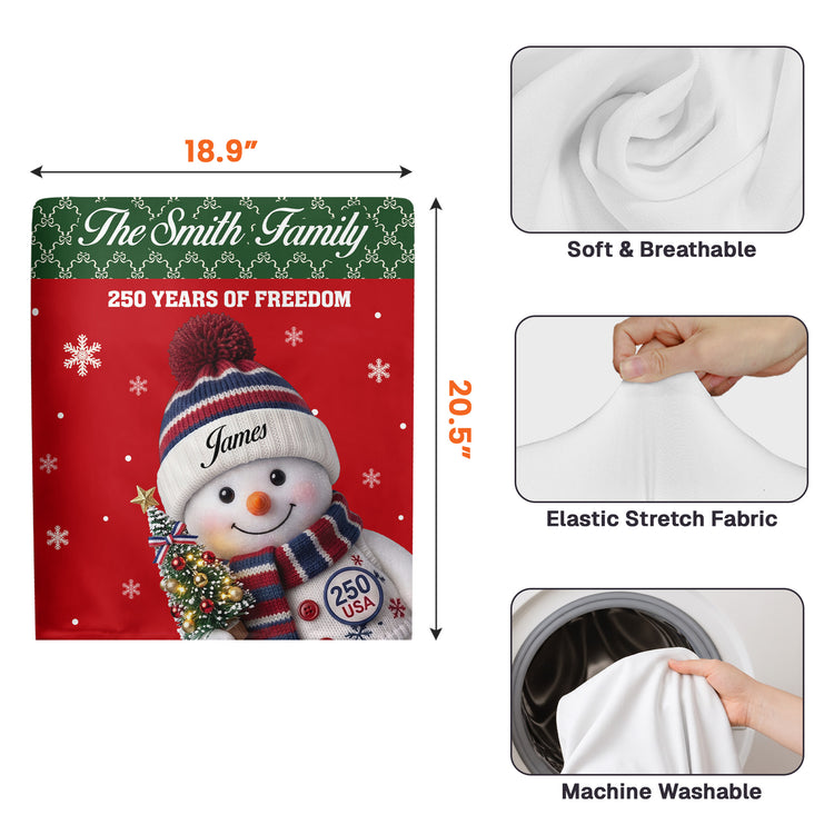 Snowman Family 250 Years Of Freedom - Personalized Chair Back Cover 7