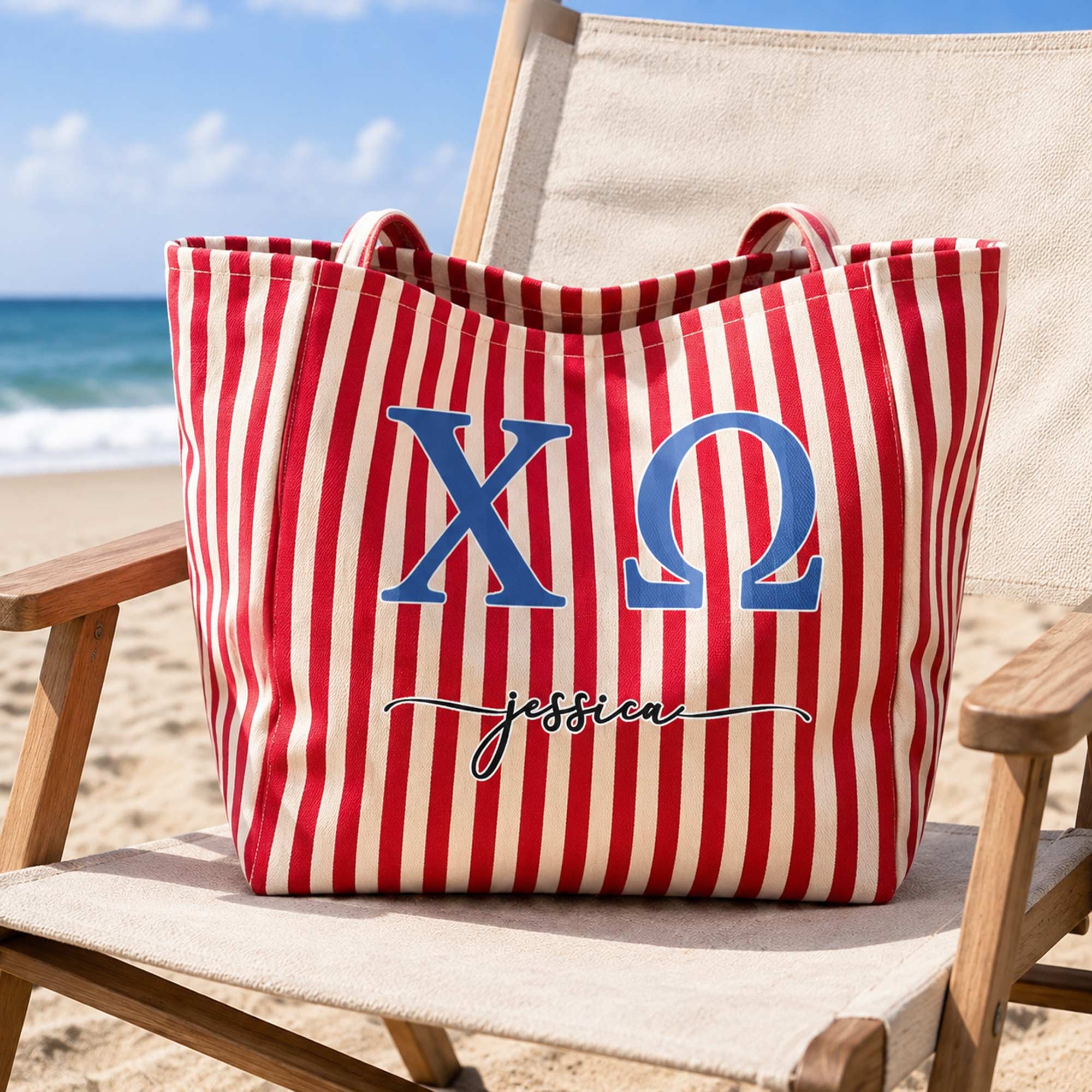 Sorority Greek Letters Monogram - Personalized Tote Bag 1