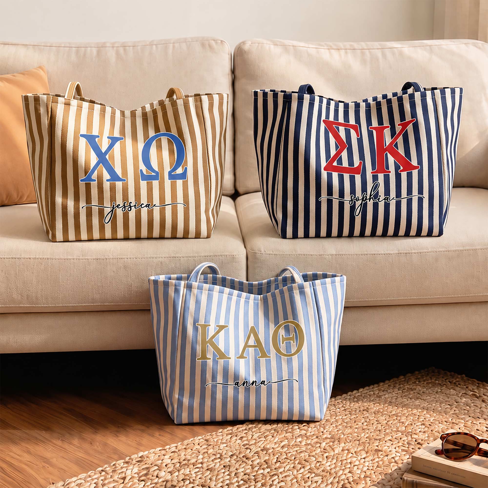 Sorority Greek Letters Monogram - Personalized Tote Bag 2