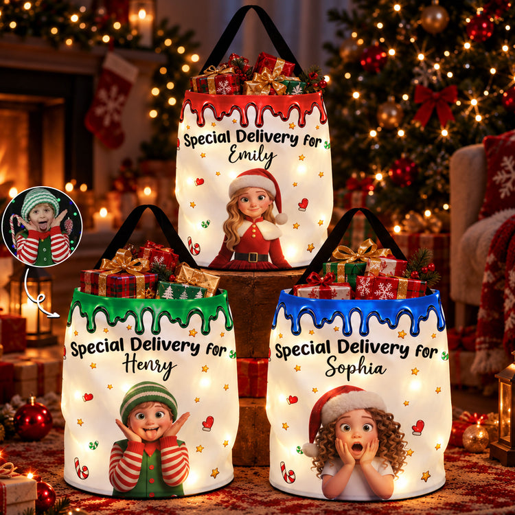 Special Delievery Kid Cartoon Version Christmas - Personalized Basket 1