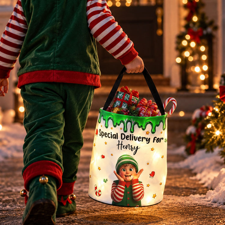 Special Delievery Kid Cartoon Version Christmas - Personalized Basket 3