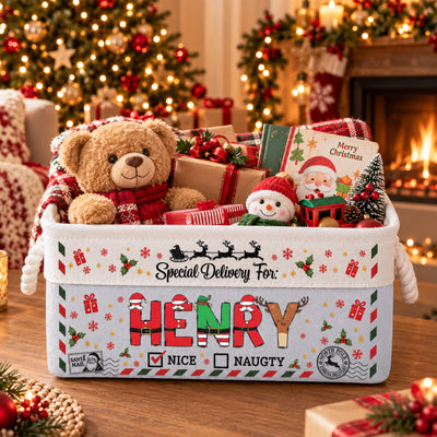Special Delivery For Christmas Gifts Basket For Kids - Personalized Storage Basket