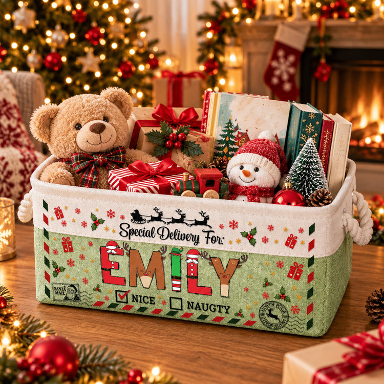 Special Delivery For Christmas Gifts Basket For Kids - Personalized Storage Basket 3