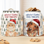 Spoiled Rotten Custom Pet Photo Watercolor Art Christmas - Personalized Cookie Jar 3