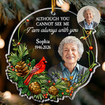 Stained Glass Photo Memorial Christmas Gifts I Am Always With You - Personalized Ornament 1