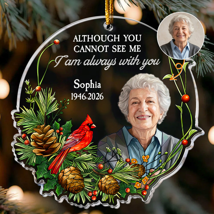 Stained Glass Photo Memorial Christmas Gifts I Am Always With You - Personalized Ornament 1