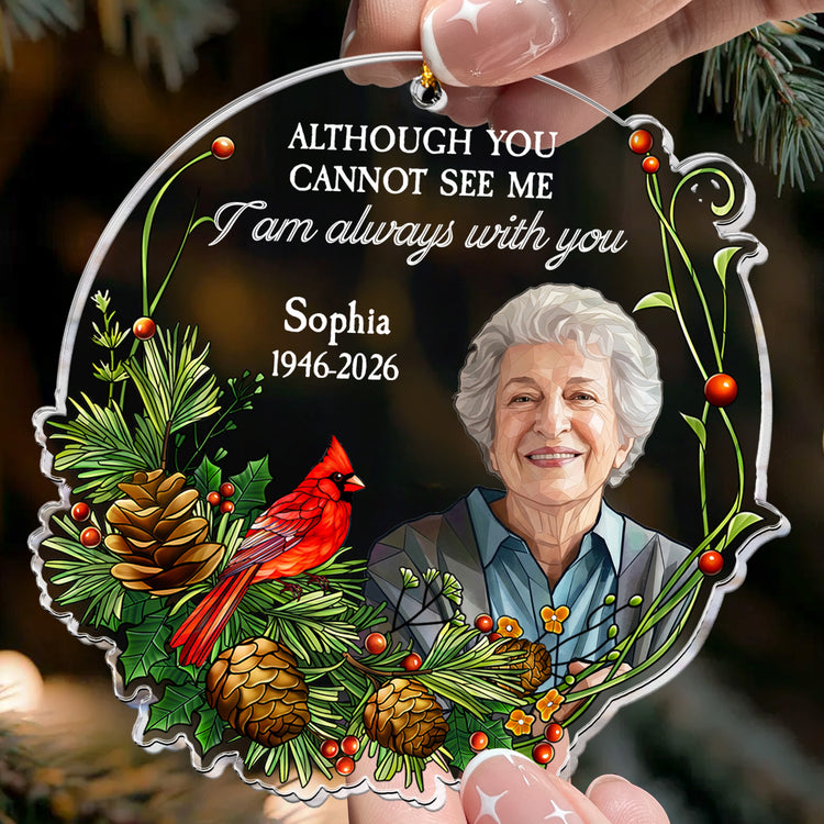 Stained Glass Photo Memorial Christmas Gifts I Am Always With You - Personalized Ornament 2