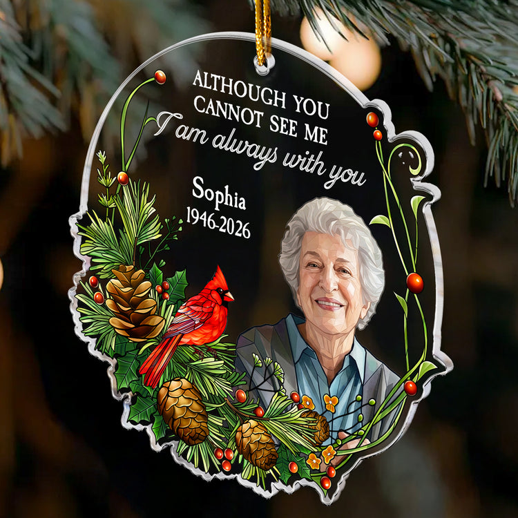 Stained Glass Photo Memorial Christmas Gifts I Am Always With You - Personalized Ornament 3