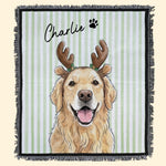 Stripe Blanket Custom Pet Poitrait Watercolor Art - Personalized Blanket 2