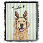 Stripe Blanket Custom Pet Poitrait Watercolor Art - Personalized Blanket 3