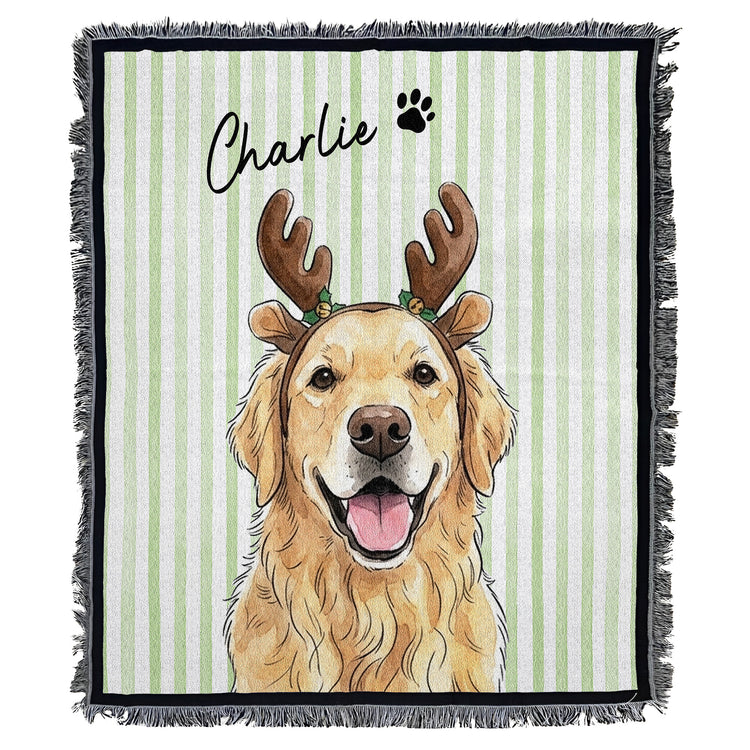 Stripe Blanket Custom Pet Poitrait Watercolor Art - Personalized Blanket 3