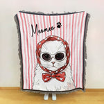 Stripe Blanket Custom Pet Poitrait Watercolor Art - Personalized Blanket 5