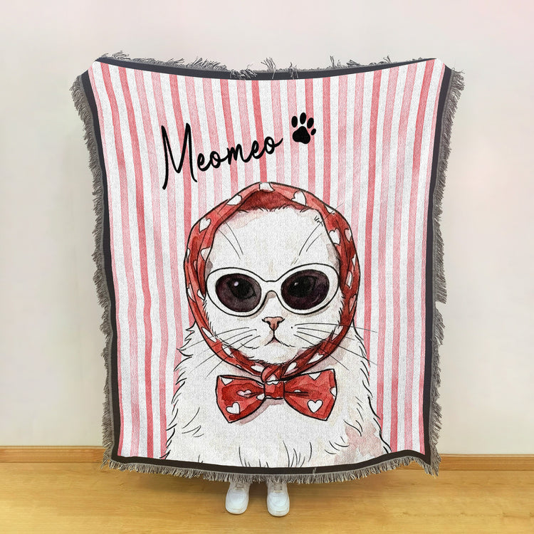 Stripe Blanket Custom Pet Poitrait Watercolor Art - Personalized Blanket 5