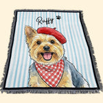 Stripe Blanket Custom Pet Poitrait Watercolor Art - Personalized Blanket 6