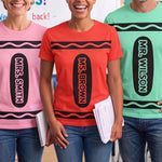 Teacher Crayon Custom Name Back To School Halloween - Personalized Shirt 1