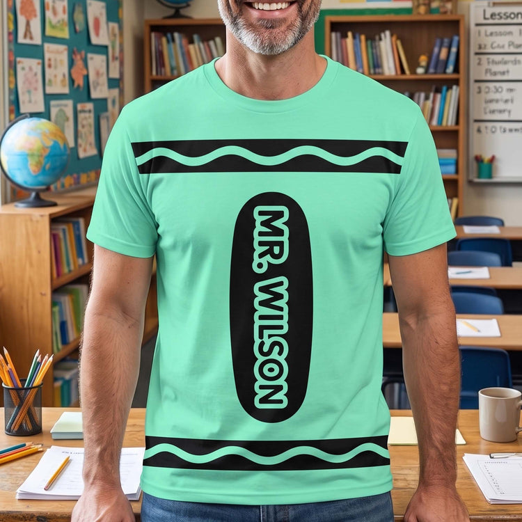 Teacher Crayon Custom Name Back To School Halloween - Personalized Shirt 3