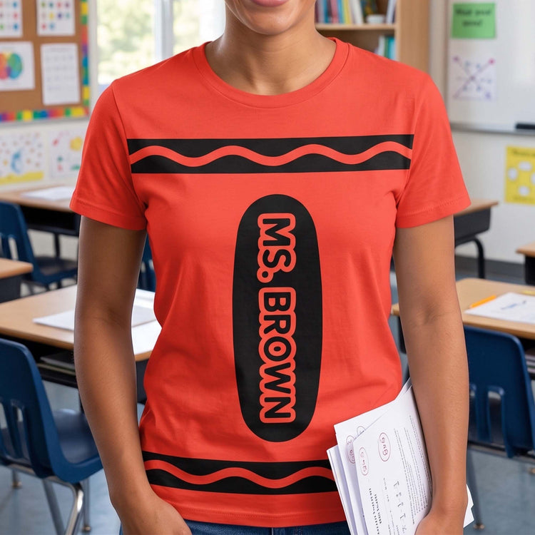 Teacher Crayon Custom Name Back To School Halloween - Personalized Shirt 4