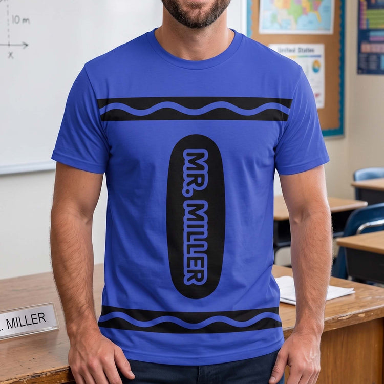 Teacher Crayon Custom Name Back To School Halloween - Personalized Shirt 5