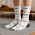 Teacher Off Duty Funny Gift - Personalized Socks 2