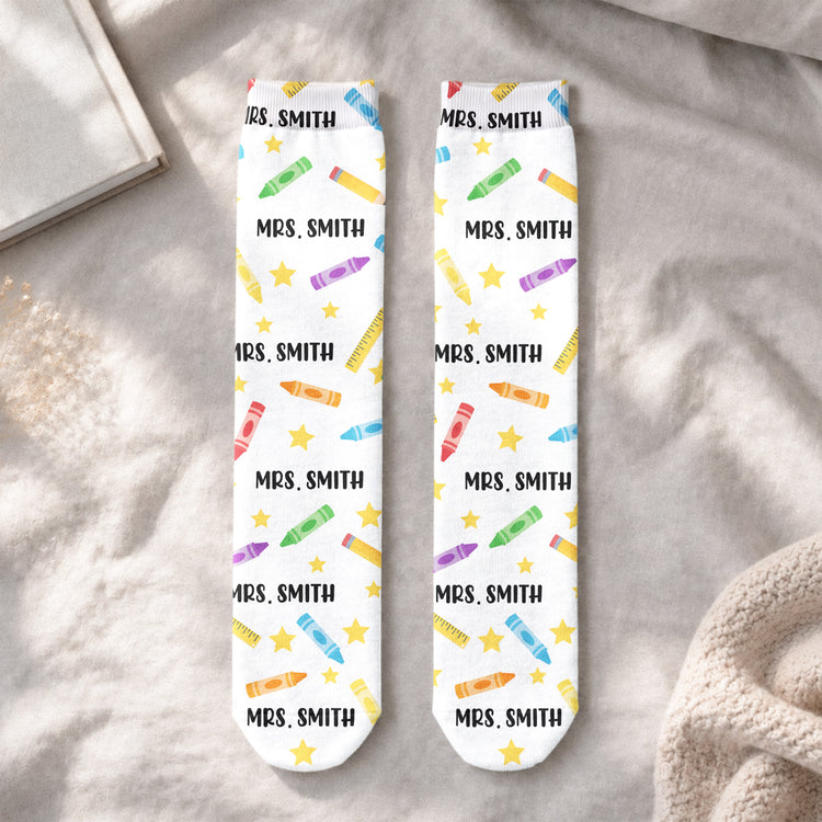 Teacher Off Duty Funny Gift - Personalized Socks 5