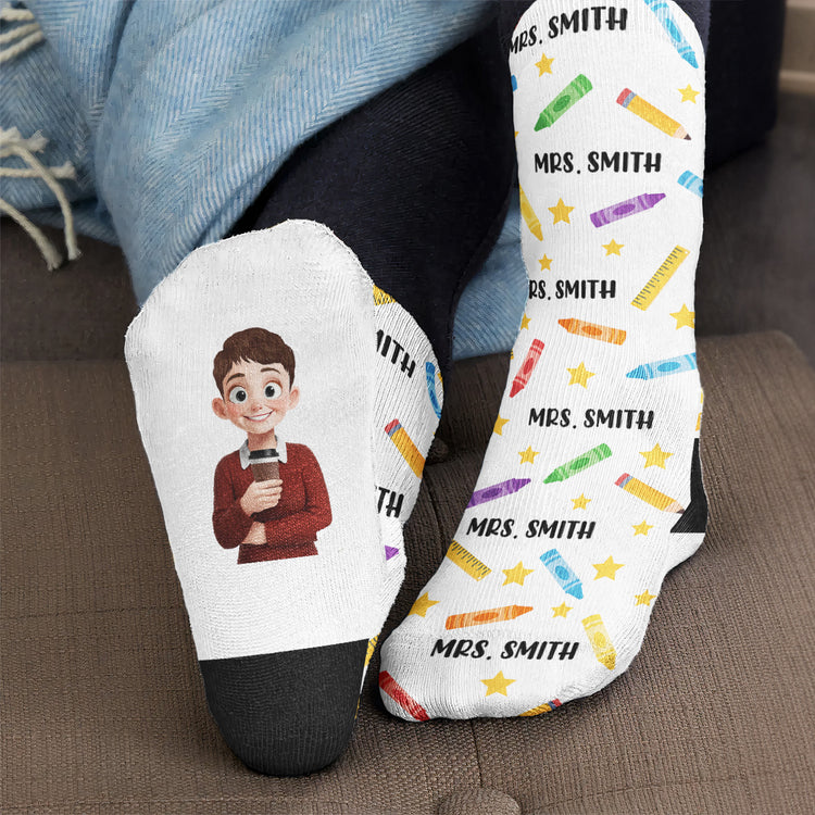 Teacher Off Duty Funny Gift - Personalized Socks 6